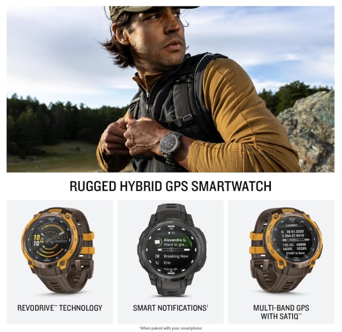 Instinct Crossover AMOLED Hybrid GPS Smartwatch Bundle Earbuds