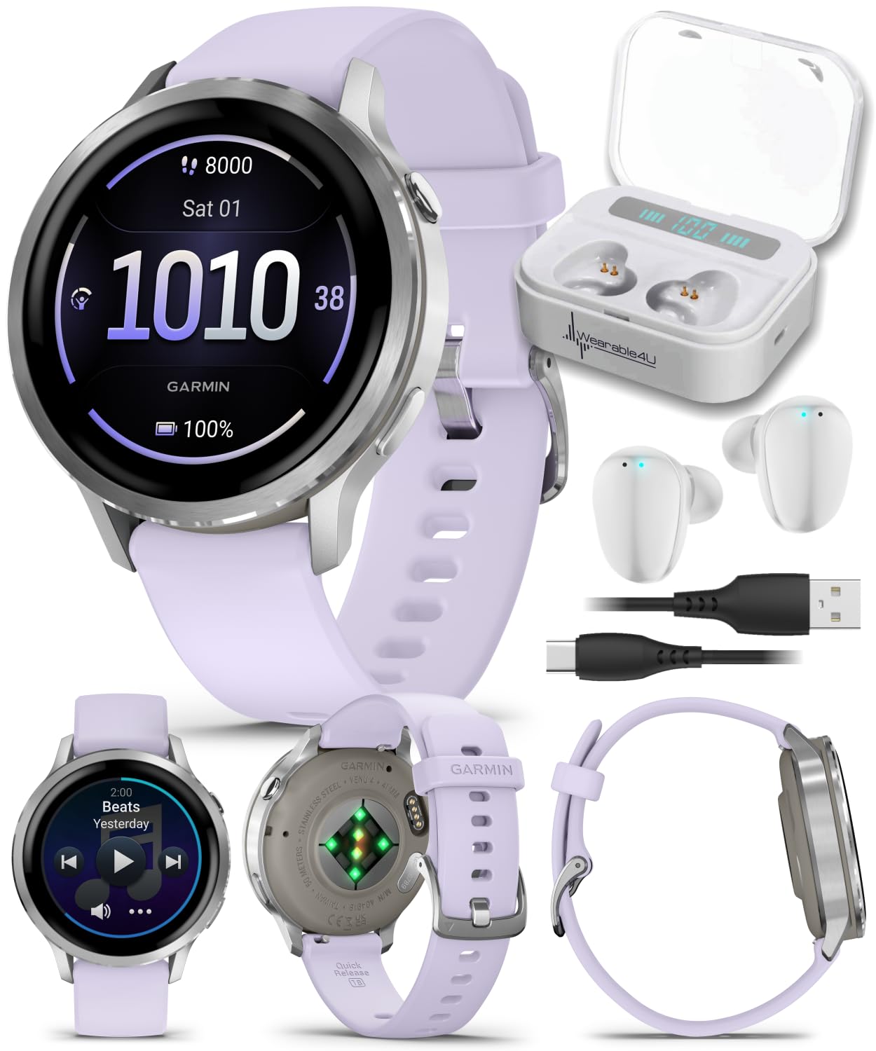 Venu 4 AMOLED GPS Smartwatch 41mm 45mm Built-in Flashlight Bundle