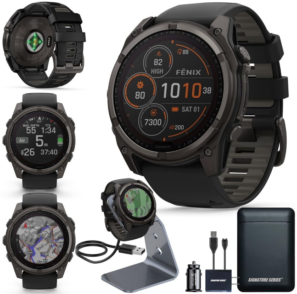 Fenix 7 Series GPS Adventure Smartwatch Bundle Charging Stand