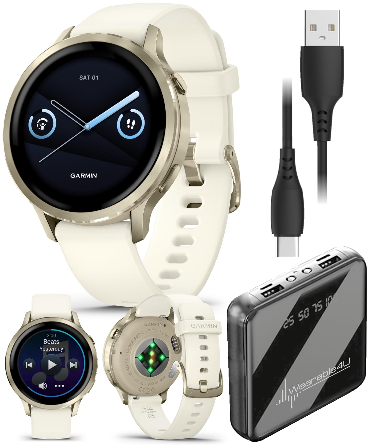 Venu 4 AMOLED GPS Smartwatch 41mm 45mm Built-in Flashlight Bundle