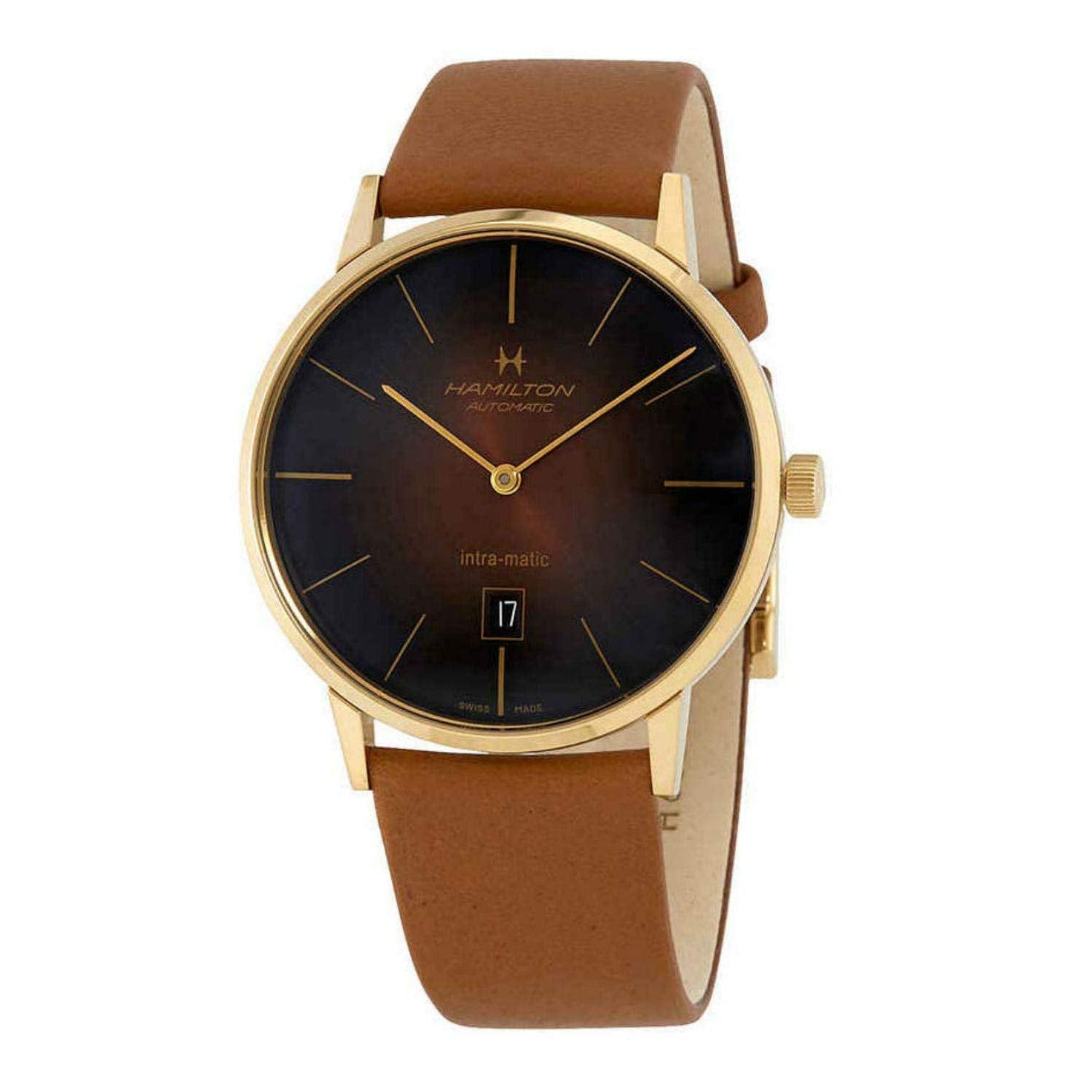American Classic Automatic Watch 42mm Brown Dial Leather Strap
