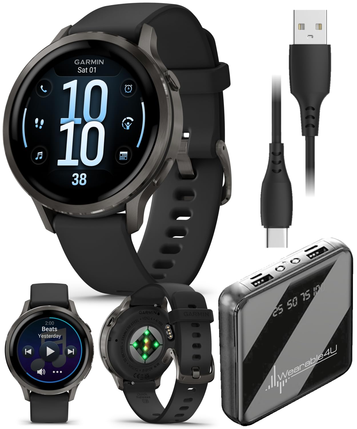 Venu 4 AMOLED GPS Smartwatch 41mm 45mm Built-in Flashlight Bundle