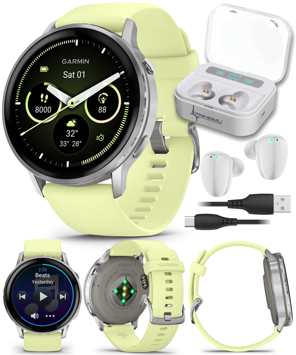 Venu 4 AMOLED GPS Smartwatch 41mm 45mm Built-in Flashlight Bundle
