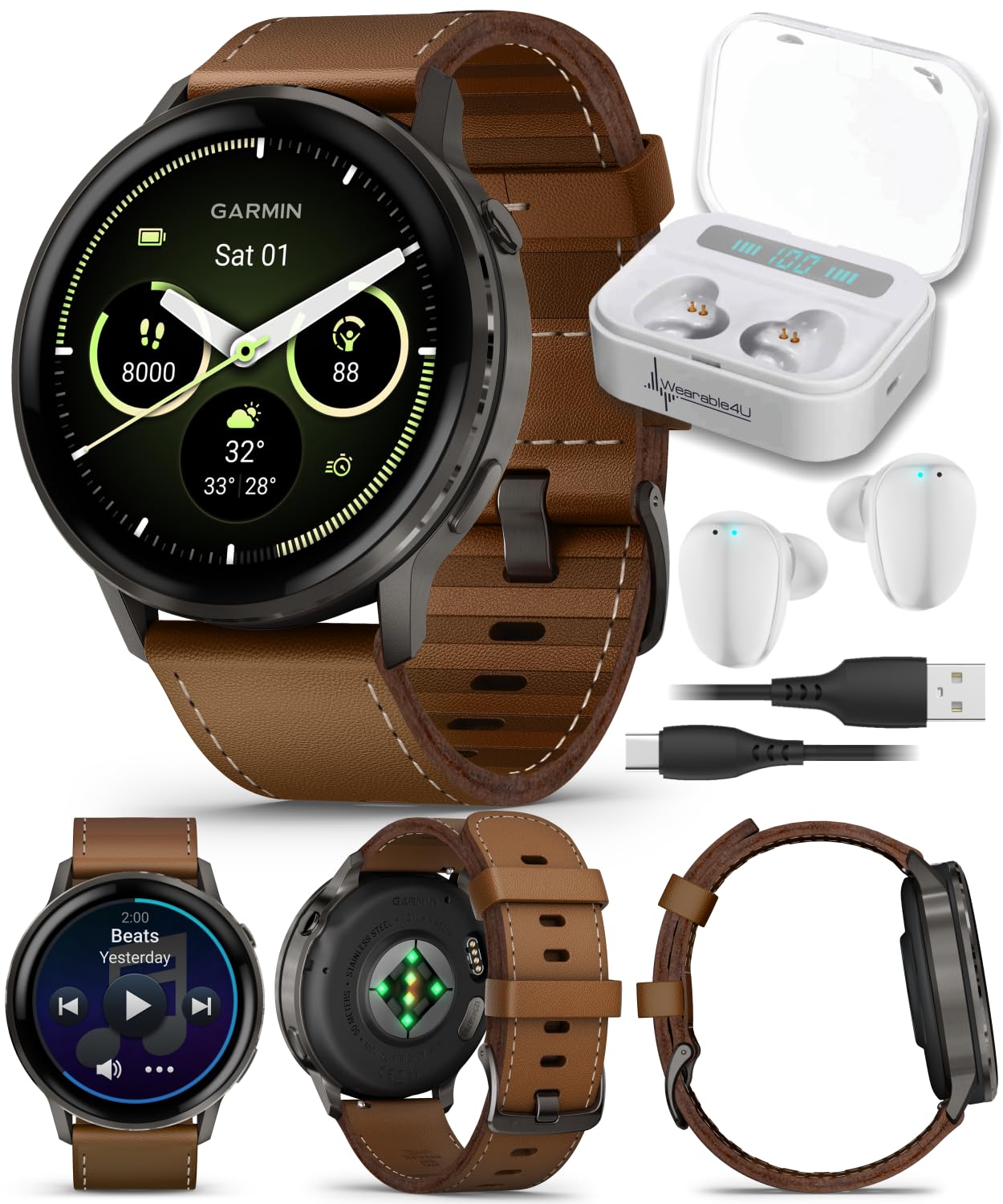 Venu 4 AMOLED GPS Smartwatch 41mm 45mm Built-in Flashlight Bundle