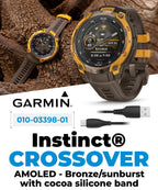 Instinct Crossover AMOLED Hybrid GPS Smartwatch Bundle Earbuds