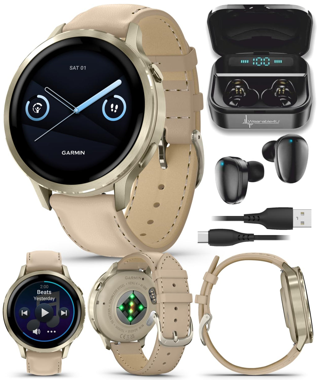 Venu 4 AMOLED GPS Smartwatch 41mm 45mm Built-in Flashlight Bundle