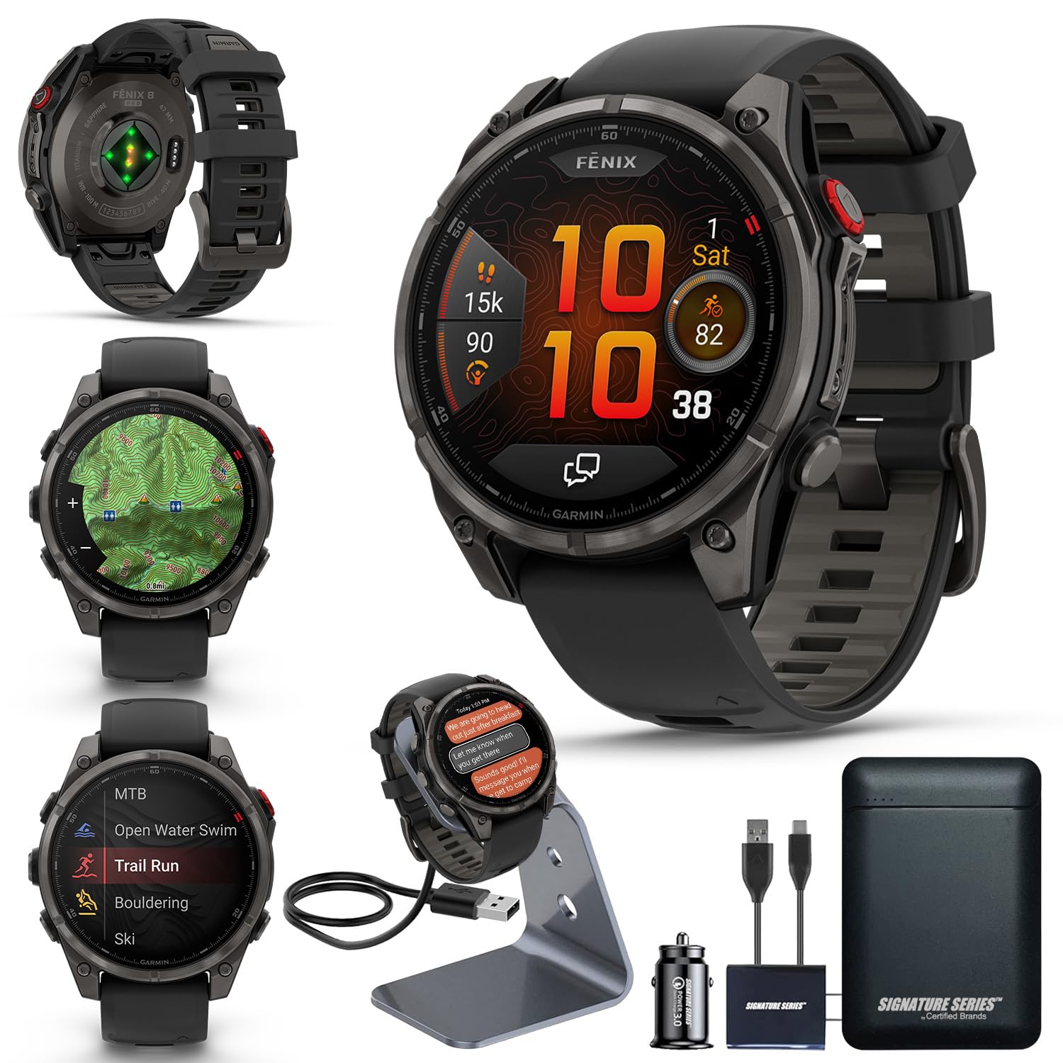 Fenix 7 Series GPS Adventure Smartwatch Bundle Charging Stand