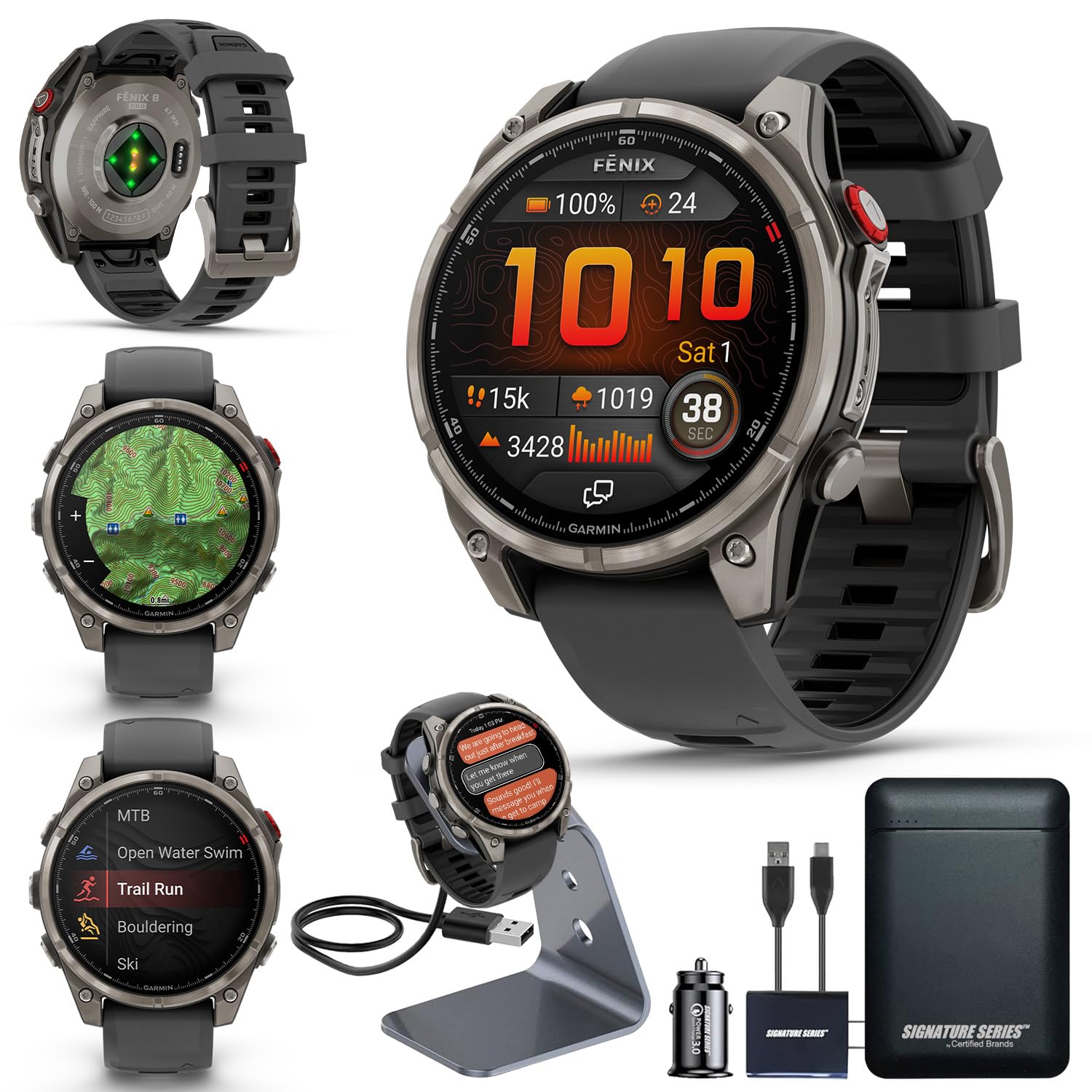 Fenix 7 Series GPS Adventure Smartwatch Bundle Charging Stand