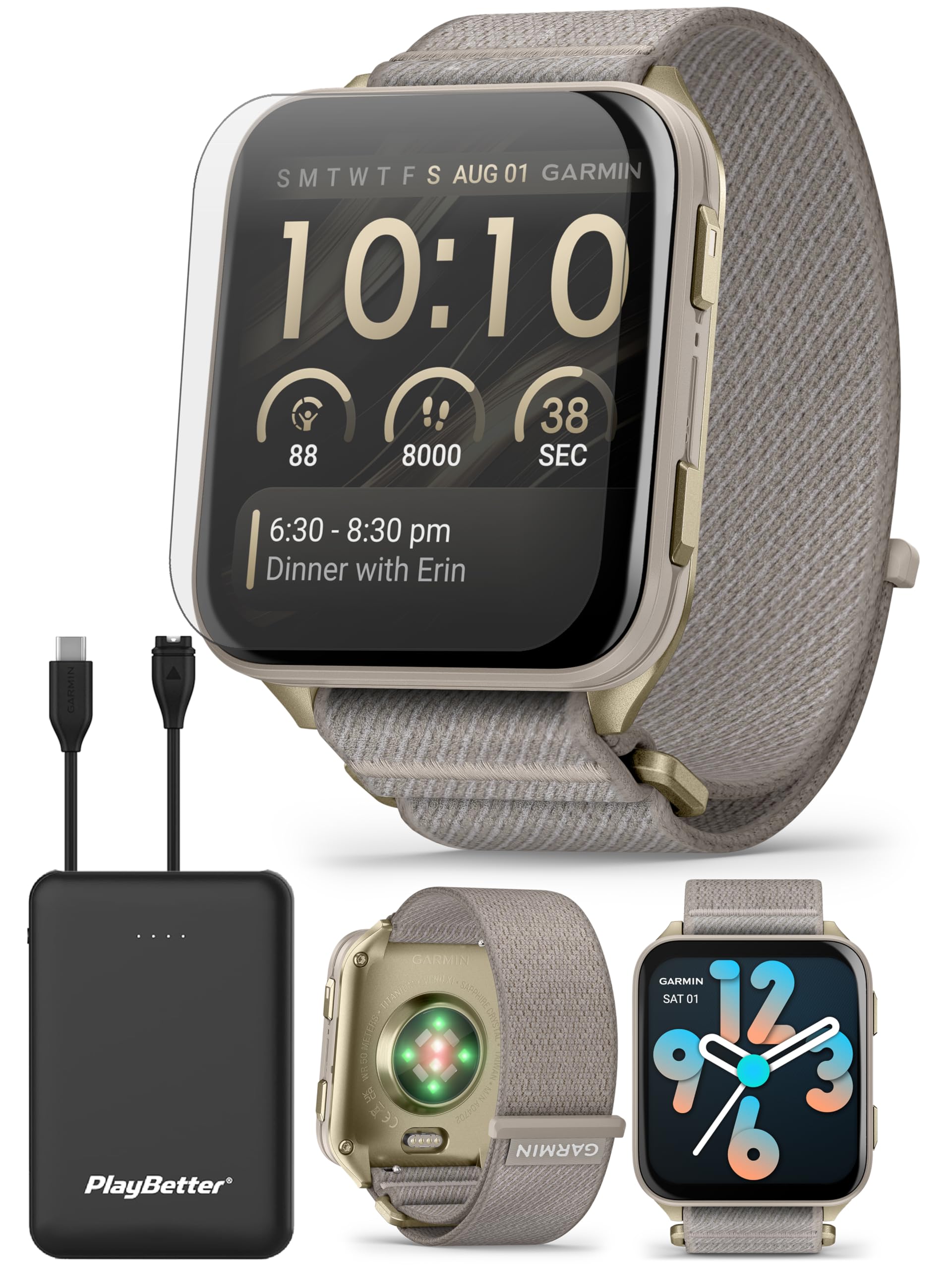 Venu X1 GPS Fitness Smartwatch Bundle Portable Charger