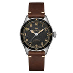 Khaki Aviation Automatic Watch 38mm Black Dial Leather Strap