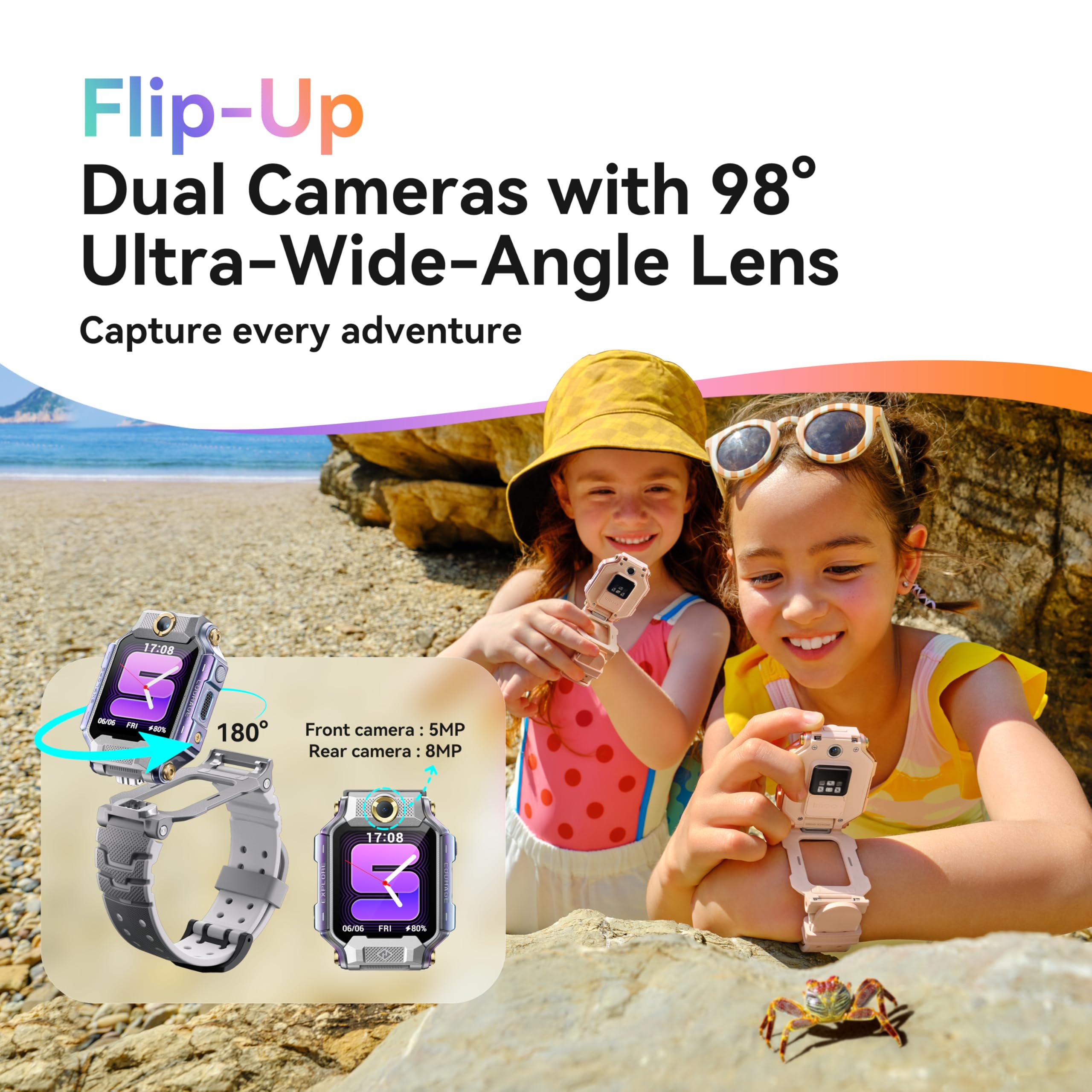 Kids GPS Smartwatch Dual Camera 4G Video Call Parental Control IP68 Waterproof